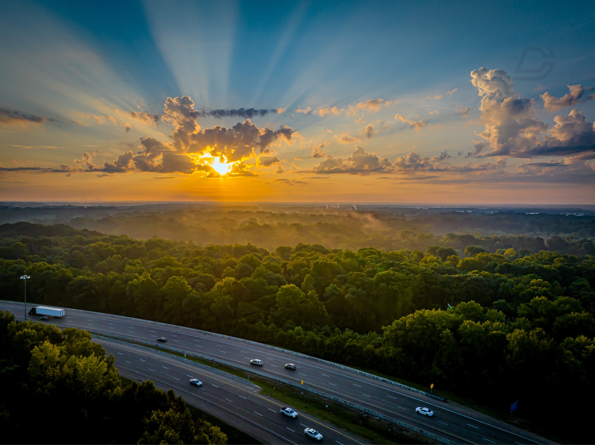 Highway infrastructure aerial view